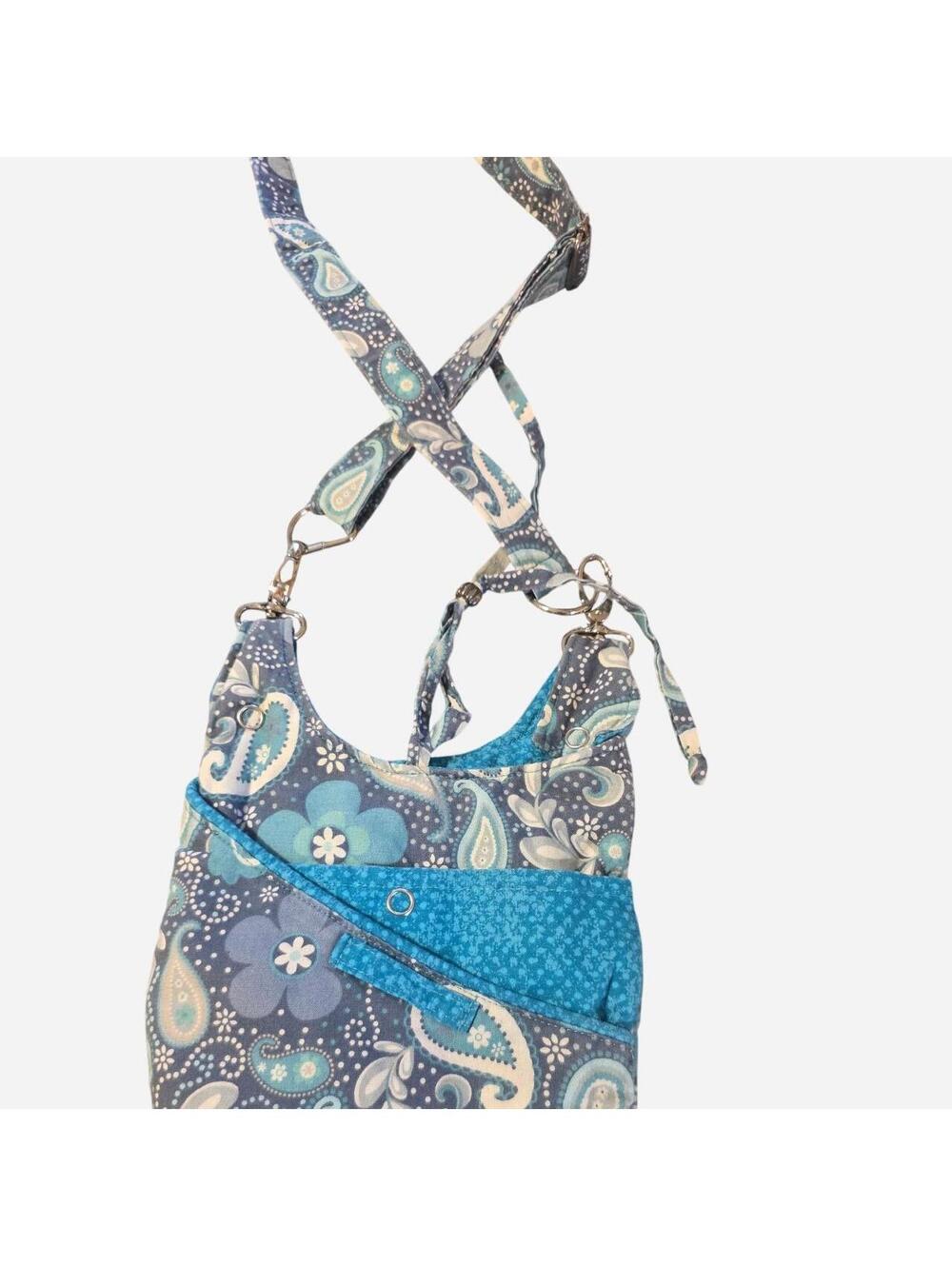 Blue and white print crossbody bag with adjustable straps #festivalvibes